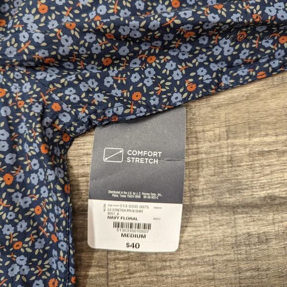 St. John's Bay Floral Comfort Stretch Button Down Shirt Size M - Picture 2 of 5